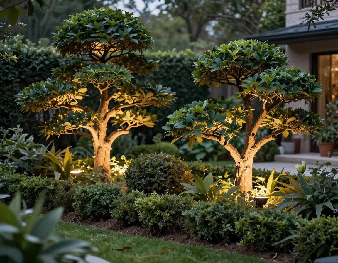 Professional garden lighting installation